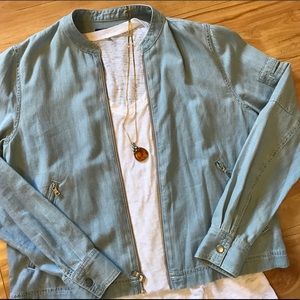 BCBG Maxazria denim bomber jacket
